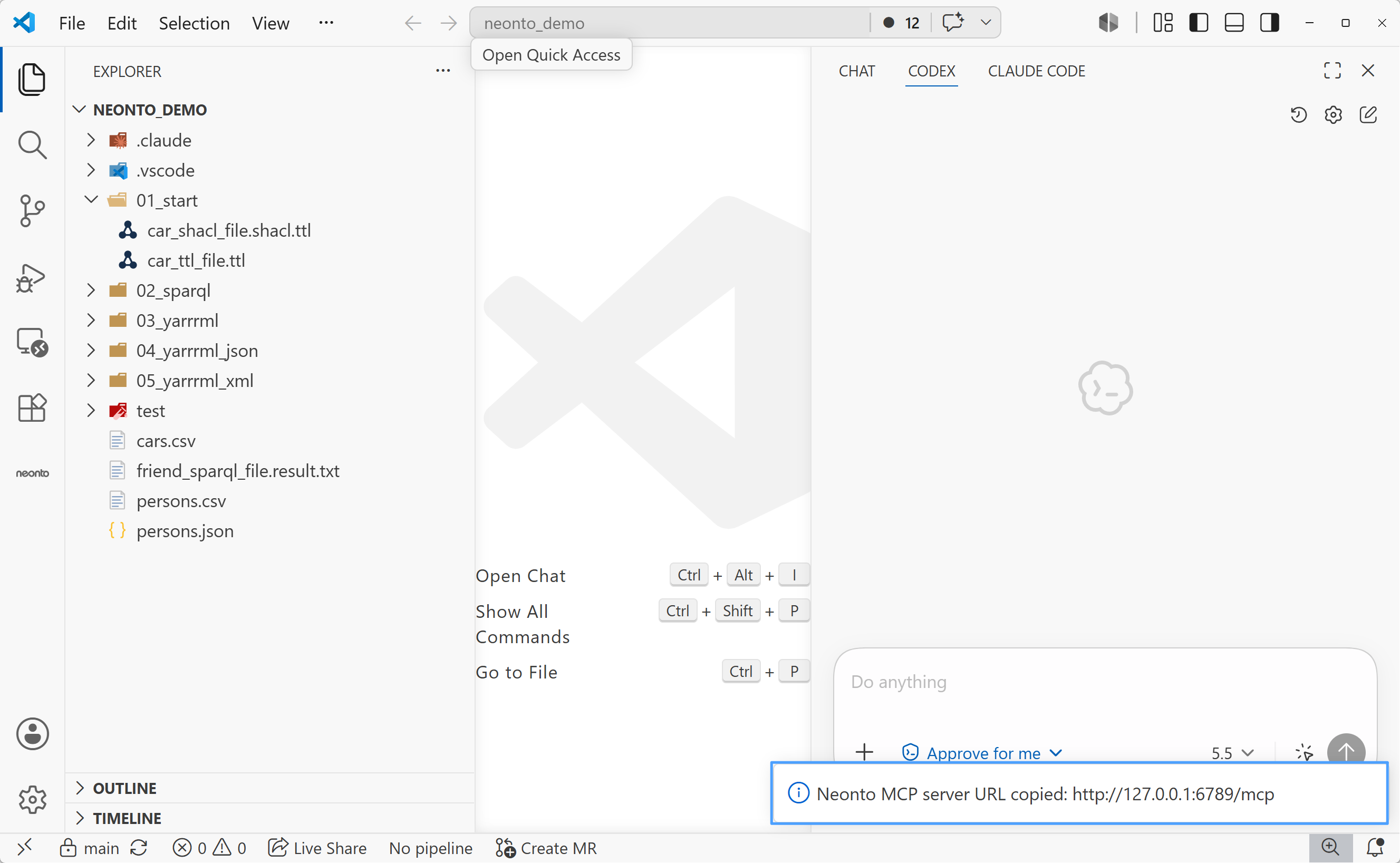 Notification confirming the MCP server URL was copied to the clipboard